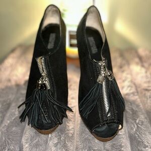 Michael Kors Black Heeled Boots with Tassel Detail